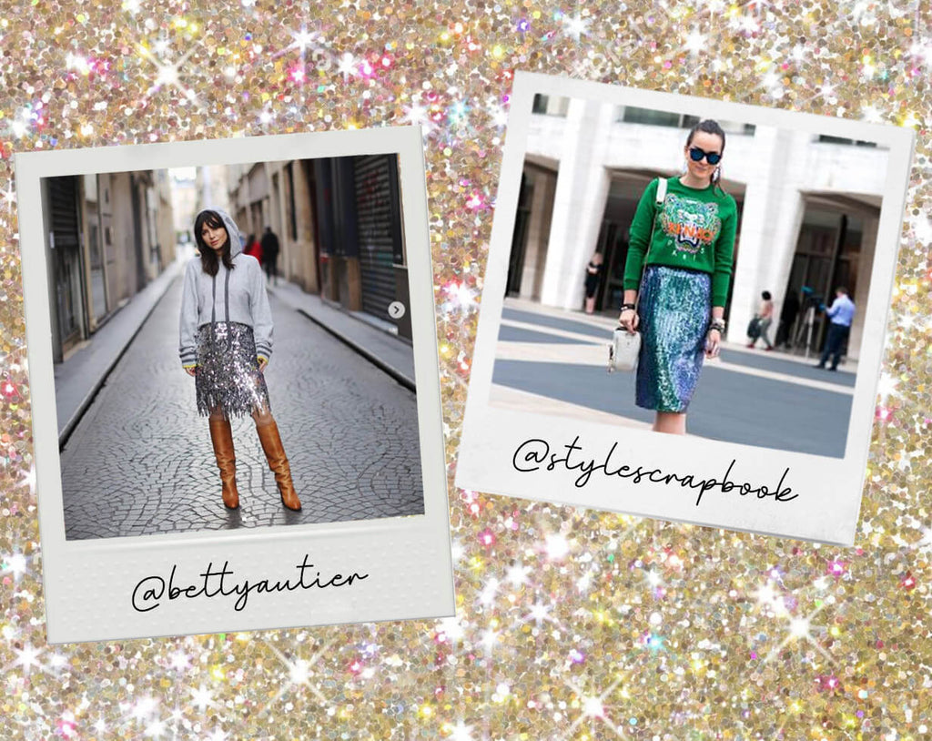 Absolème inspiration look de fêtes jupe à sequins