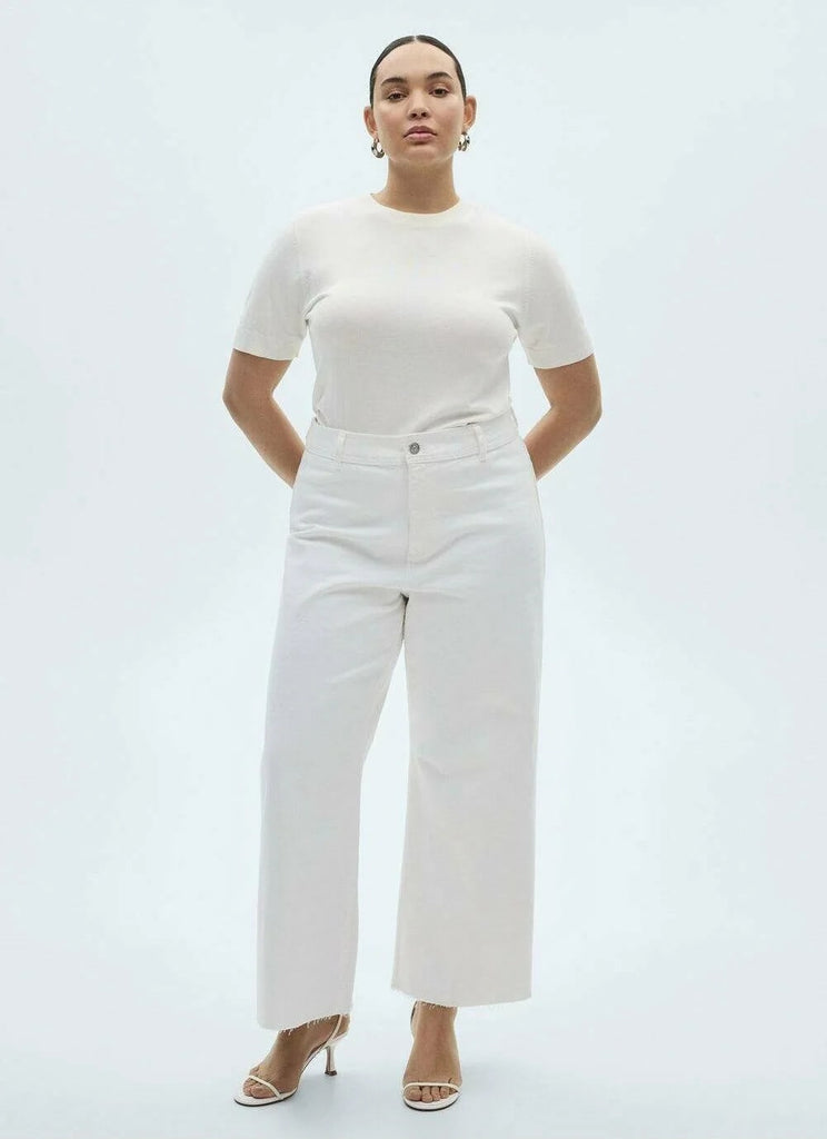 Absolème jean blanc flare plus size