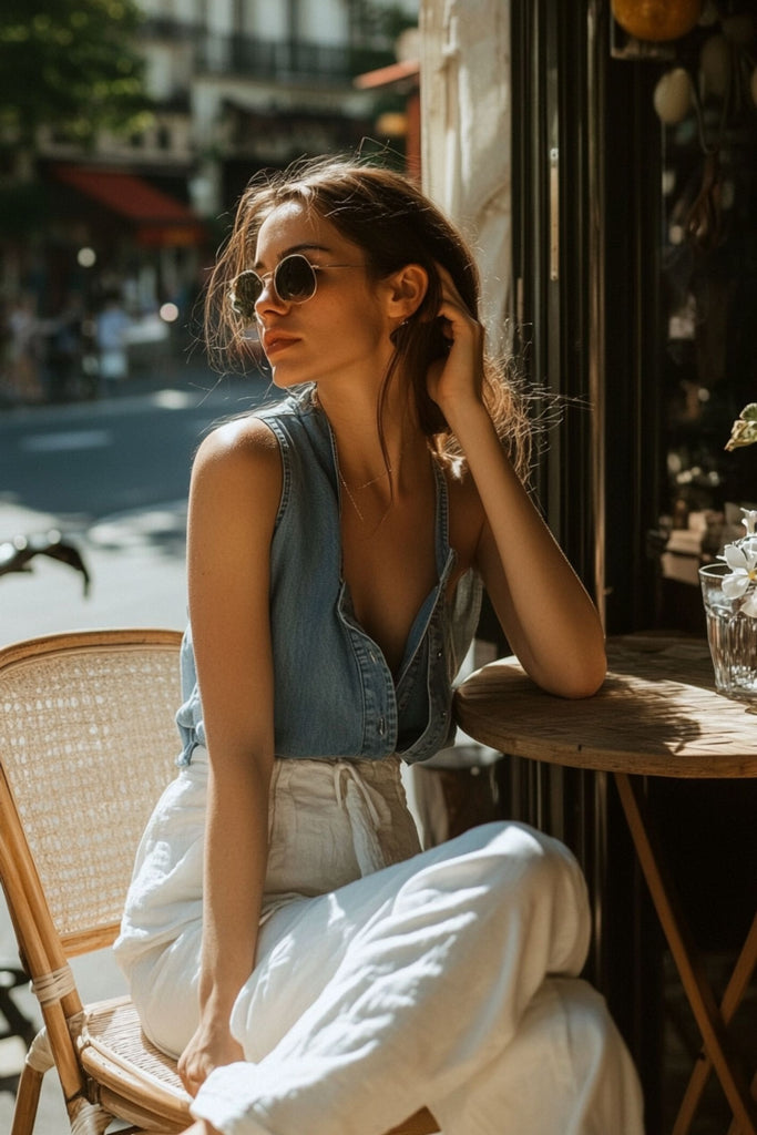 Tendance mode top en denim pour femme